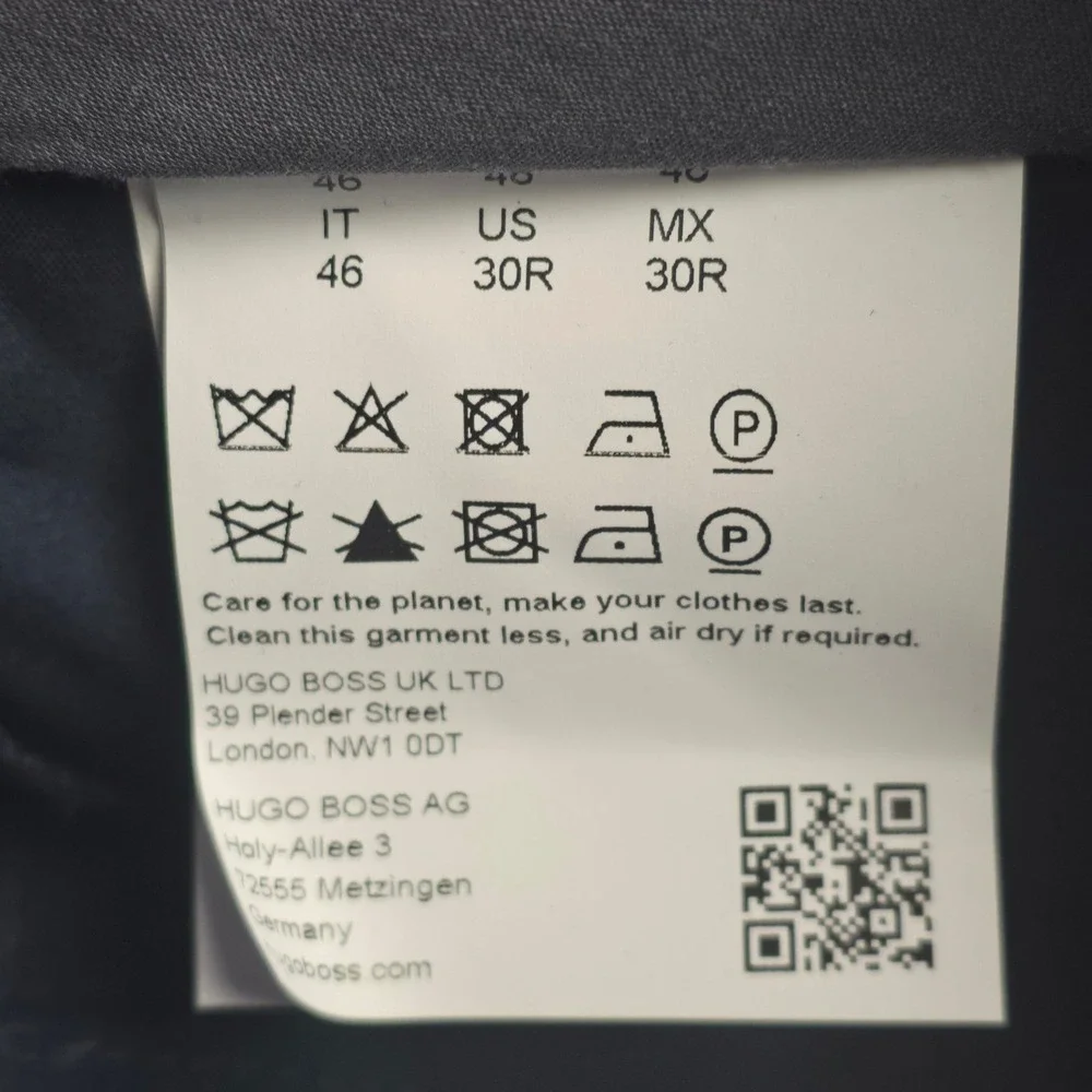 Hugo Boss Dress Pants Mens 30x31‎ Navy Plaid Modern Fit Tailored Trousers $198